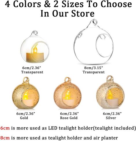 Sziqiqi 3.15inch Glass Globes Hanging Tea Light Holder Glass Terrarium Container Wedding Candle Holder Centerpiece Hanging Decoration Christmas Ornaments 10pcs+2 Extra in Saudi Arabia