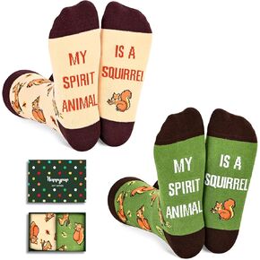 HAPPYPOP Squirrel Gifts for Squirrel Lovers - Funny Squirrel Socks for Women Men, Funny Squirrel Gifts for Teen Boys Girls 2 Pack, Christmas Stocking Stuffers