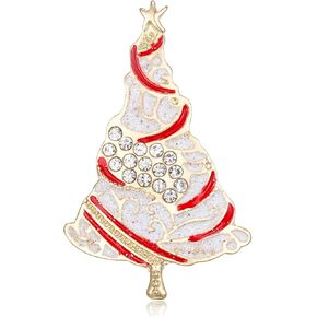 EVER FAITH Christmas Brooch Pins for Women, Austrian Crystal Stunning Winter Party Accessories Wishing Tree Little Star Brooch Jewelry for Xmas Decorations