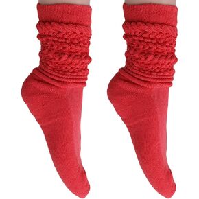 AWS/American Made Slouch Scrunch Socks for Women Knee High Cotton Socks Shoe Size 5 to 10