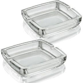 Glass Ashtray, Ashtrays for Smokers, Cute Crystal Ashtray, Home Office Desktop Tabletop Decoration, Ashtray for Outside Patio (2 Pcs)