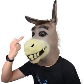 Voyiparty Funny Donkey Mask, Halloween Animal Mask, Realistic Full Head Latex Masks Costume Party Props
