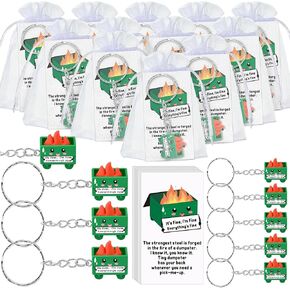 40 Sets Inspirational Dumpster Trash Keychain with Fire Emotional Support Keychain with Positive Card Gift Bulk Christmas Employee Appreciation Thank You Gifts for Staff Coworker (Stylish)