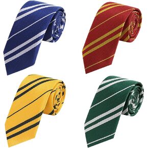 AUSKY 4 Packs Mens Necktie for Themed Party Costume Tie, Halloween Cosplay ties Unisex Adult Classic Striped Satin Toy Tie in Kuwait