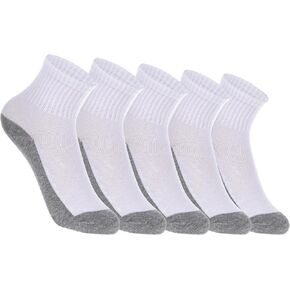 5 Pairs Athletic Crew Socks for Kids Cushioned Sports Running Ankle Socks Thick Cotton (3-12 Years)