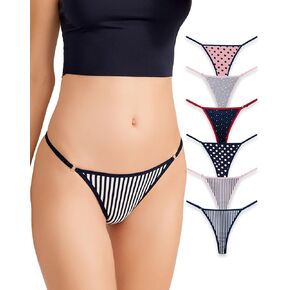 6 Piece Adjustable Cotton Thongs Sexy Underwear Pack Ladies Panties 100% Cotton Pack of Thongs G String
