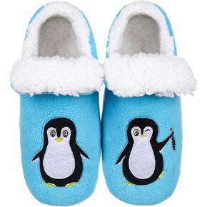Women's Slipper Socks-Winter Fuzzy Warm Soft Cozy Non-Skid Fleece-Lined Penguin House Slippers Booties with Grips