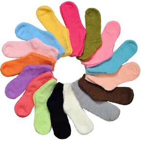 Gellwhu Fuzzy Cozy Socks Women Girls Gifts Fluffy Plush Winter Warm Crew Slipper Sock Solid