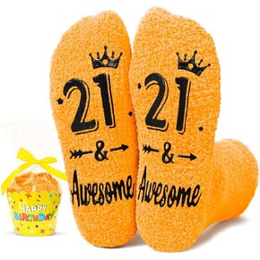 HAPPYPOP 21st Birthday Gifts Ideas - 21 Year Old Women Female Men, Birthday Gifts, Happy 21st Birthday Socks for Woman Girls Men