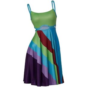 Women's 13 Going On 30 Rainbow Sexy Mini Dress Vintage Print Bodycon Dress Multicolor Cut-Out Dress