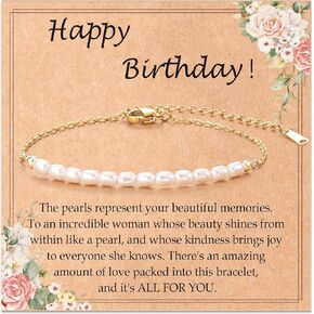 Tarsus Birthday Gifts for Women, Beautiful Pearls Precious Memories, Birthday Bracelet for 30th 40th 50th 60th Women, Birthday Gifts Ideas for Friend Sister Mom Grandma Aunt...