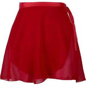 Ballet Wrap Skirt Women Chiffon Ballet Skirt Dance Wrap Skirts with Adjustable Waist Tie Gymnastics Skirts Ballerina Dance Clothes for Women Red
