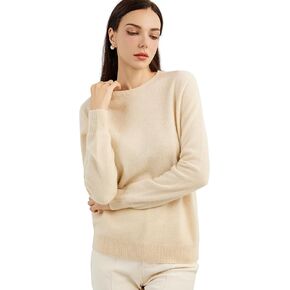 Women's 100% Pure Cashmere Sweater 2024 Fall Winter Crew Neck Long Sleeve Warm Soft Knitted Pullover