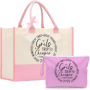 Fokongna Girls Trip 2025 For Women Friend Sister Travel Gifts Canvas Tote Bag Wet Bag for swimsuit Beach Bags Gifts
