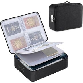 Fireproof Document Bag Important Document Organizer Bag, Safe Secures File Bag with Lock Multi-layer for Home or Office