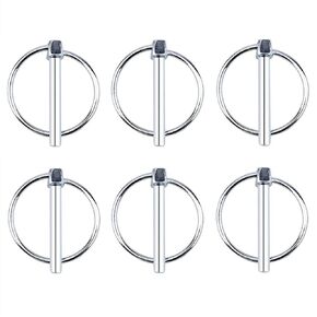 6 Pcs Linch Pin Dia 6mm Lynch Pins Fasteners Stainless Steel Heavy Duty Linch Pin with Ring Lock Pins Trailer Lock for Boat Kayak Canoe Trailer Tractor Trolley Mowers