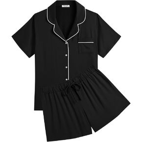 Ekouaer Womens Pajamas Set Soft Classic Notch Collar Bride Pjs Comfy Short Sleeve Sleepwear Loungewear