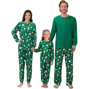 2 Pcs Christmas Pajamas for Family Couples Men Women Pajamas Matching Set Cute Xmas Striped Bear Cartoon Loungewear Set