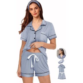Womens 3Pcs Pajama Sets Soft Pajamas Set Button Down Sleepwear Knitted Pjs XS-XXL Pj Lounge Set Bride Nightwear