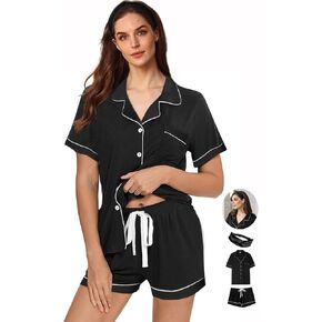 Womens 3Pcs Pajama Sets Soft Pajamas Set Button Down Sleepwear Knitted Pjs XS-XXL Pj Lounge Set Bride Nightwear in Kuwait