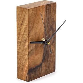 Frenask Solid Chestnut Wood Table/Shelf Clock – 1.6 x 4 x 6.7 Inches Handcrafted Unique Silent Non-Ticking Clock from Solid Wood – Premium Natural Wood Design for Home or Office
