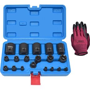 19pcs External Torx Plus Socket Set, Compatible with Tesla, 6 Point EP Socket 1/2'' 3/8'' 1/4'' Dr EP4 EP5 EP6 EP7 EP8 EP10 EP11 EP12 EP14 EP16 EP18 EP20 EP22 EP24 EP26 EP28 EP30 EP32