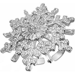 OIDIMS Exaggerated Snowflake Adjustable Ring for Women Fashion Cubic Zirconia Big Flower Statement Open Rings Dainty Wedding Band Christmas Holiday Party Jewelry Charm Gift for Daughter BFF