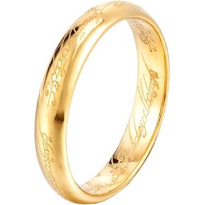 Genuine Engraved Pattern Tungsten Steel 18K Gold Plated One Ring Gold Band Ring for Women