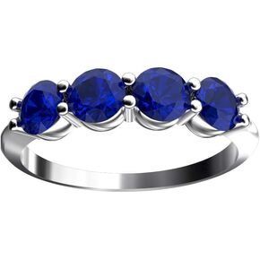 FJC Finejewelers 10 kt White Gold 4mm Created Blue Sapphire 4 Stone Band Ring