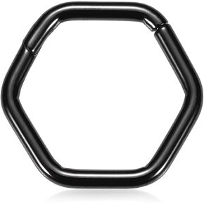 FUNLMO 316L Surgical Steel Septum Ring Hexagon Nose Ring Hoop Daith Helix Tragus Rook Conch Piercing Jewelry Cartilage Earring 16G