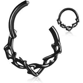 G23 Titanium Septum Ring Hoop,16G ASTM F136 Titanium Nose rings Jewelry Clicker Cartilage Earring Hinged Segment Daith Piercing Black silver gold 1PCS