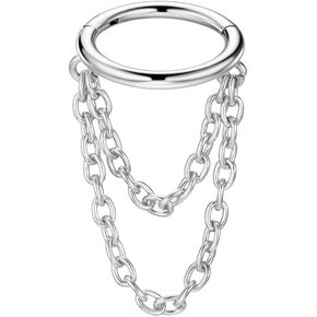 FANSING 316L Surgical Steel Double Chains Cartilage Piercing Hoop