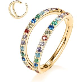 GAGABODY Conch Piercing Double Open Stack with CZ 16 Gauge Hoop Earrings 18g Septum Jewelry 20g Septum Ring Daith Earrings 316L Surgical Steel Lip Rings Helix Rook Cartilage Earrings Hoop