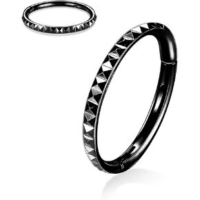 FUNLMO 316L Surgical Steel Hinged Nose Ring Hoop Septum Ring Tragus Helix Rook Conch Daith Piercing Jewelry Cartilage Hoop Earring Pyramid Cuts