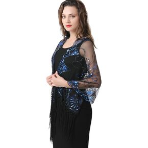 شالات وأغطية نسائية لفساتين السهرة شال عشرينيات القرن العشرين مطرز بالترتر كيب فلابر لتغطية شال الزفاف in Kuwait