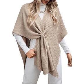 MakeMeChic Women's Poncho Sweater Cape Shawl Wrap Elegant Cardigan Sweater