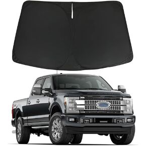 D-Lumina Windshield Sun Shade Compatible with 2017 2018 2019 2020 2021 2022 Super Duty Ford F250 F350 F450 F550 - Upgraded 3 Layers 240T Material, Foldable Front Window Sun Shield Protector