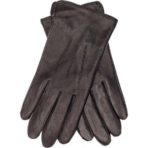 EEM men's leather gloves, soft Italian leather, touch function, fleece lining
