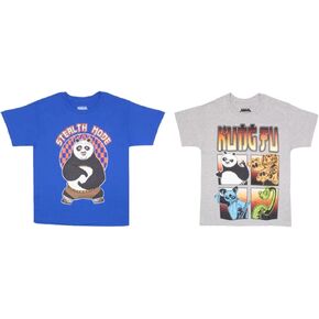 Isaac Morris Limited Kung Fu Panda Boy's Graphic Print T-Shirt 2-Pack - Short Sleeve Tees Bundle for Kids