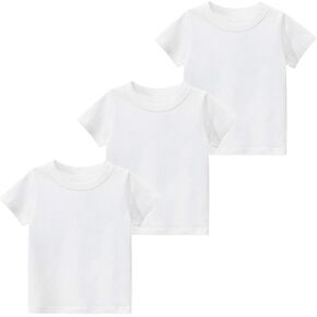 Kids Toddler Boys Short Sleeve Crewneck T-Shirts Top Tee Size for 2-7 Years (Pack of 3)