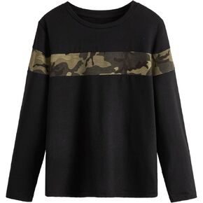 SOLY HUX Boy's Camo Print T Shirt Crew Neck Long Sleeve Casual Tee Tops
