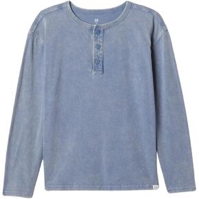 GAP Boys' Long Sleeve Washed Henley