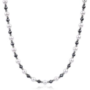 GAVU Pearl Necklace for Men, Men's Pearl Jewelry, Hematite Necklace for Men