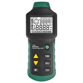 Digital Circuit Analyzer True RMS AC Voltage RCD GFCI, Voltage Drop Electrical Tester Line Fault Test Device with LCD Backlight, Data Hold, US Plug, Storage Bag