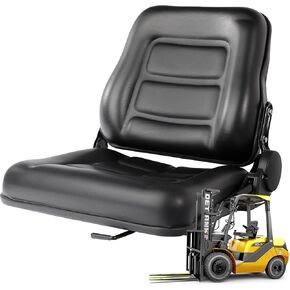 Universal Forklift Seat with Adjustable Backrest - Durable Leather Comfortable Replacement Forklift Seat, High-Resilience Foam, Fits Forklift, Dozers, Excavators, Tractors and More…