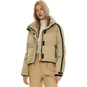 Orolay Women's Cropped Puffer Jacket Winter Stand Collar Quilted Down Coat Warm Fashion Zip Up Outerwear with Pockets