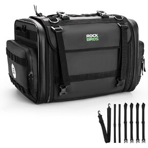 ROCKBROS Motorcycle Tail Bag 50L Expandable Motorcycle Travel Luggage Bag Motorcycle Rear Seat Saddle Bag, Motorbike Accessories Storage Bag with Waterproof Rain Cover Black