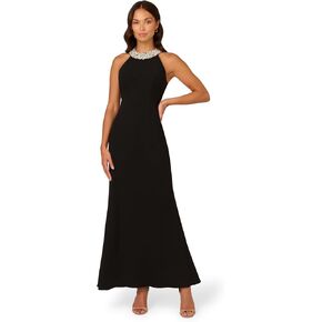 Adrianna Papell Women's Beaded Halter Gown