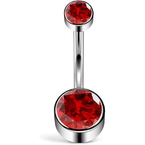 14G Astm F136 Titanium Internally Threaded Belly Button Ring Piercing Jewelry Round Cubic Zirconia Navel Rings Stud Belly Barbell Piercing Jewelry for Women Men 10MM Belly Bars