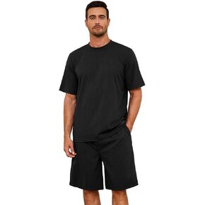 U2SKIIN Mens Pajamas Set, Short Sleeve Pajama Set for Men Summer Loungewear Lightweight Soft Mens Pjs Lounge Set with Pockets